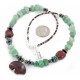 Certified Authentic Bear Navajo .925 Sterling Silver Natural Turquoise Jade Red Jasper Hematite Native American Necklace 16090-3