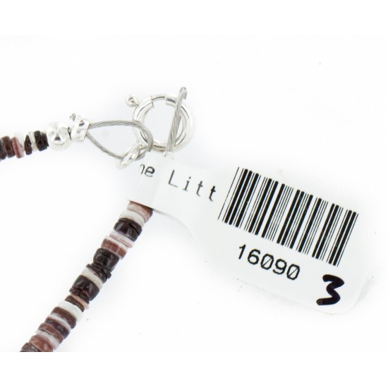 Certified Authentic Bear Navajo .925 Sterling Silver Natural Turquoise Jade Red Jasper Hematite Native American Necklace 16090-3