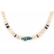 Certified Authentic Navajo .925 Sterling Silver Natural Turquoise Graduated Melon Shell Hematite Native American Necklace 14905-3
