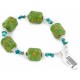 Certified Authentic Navajo .925 Sterling Silver Natural Turquoise and Composite Gaspeite Native American Bracelet 12892-2