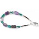 Certified Authentic Navajo .925 Sterling Silver Natural Turquoise and Amethyst Native American Bracelet 12891-1