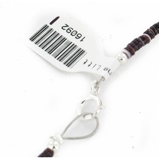 Certified Authentic Navajo .925 Sterling Silver Natural Turquoise Agate Red Jasper Hematite Native American Necklace 16092-1