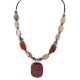 Certified Authentic Navajo .925 Sterling Silver Natural Turquoise Agate Red Jasper Hematite Native American Necklace 16092-1