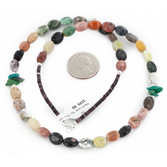 Certified Authentic Navajo .925 Sterling Silver Natural Turquoise Multicolor Jasper Native American Necklace 14905-7