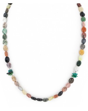 Certified Authentic Navajo .925 Sterling Silver Natural Turquoise Multicolor Jasper Native American Necklace 14905-7