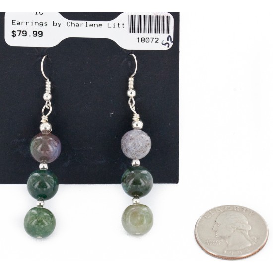 Certified Authentic Navajo .925 Sterling Silver Hooks Natural Jasper Native American Earrings 18072-52