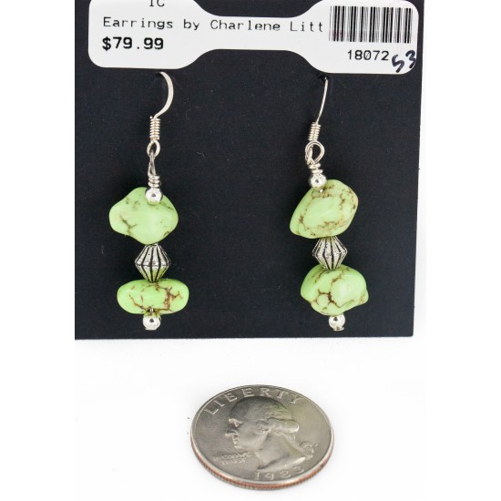 Certified Authentic Navajo .925 Sterling Silver Hooks Gaspeite Native American Earrings 18072-53