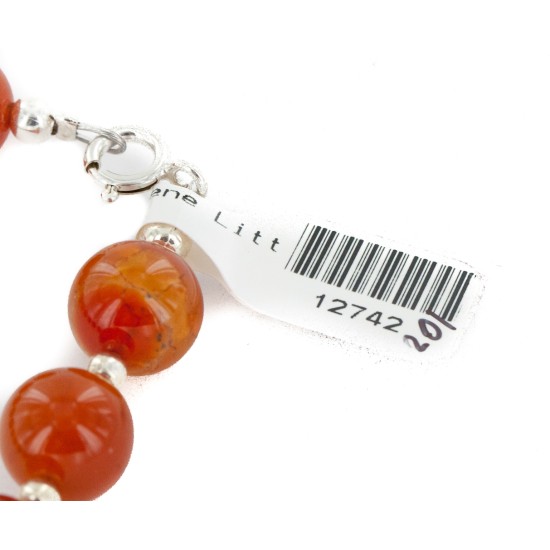 Certified Authentic .925 Sterling Silver Navajo Natural Carnelian Native American Bracelet 12742-201