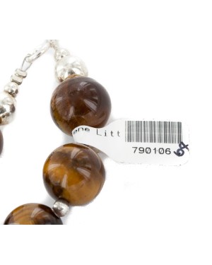 Certified Authentic .925 Sterling Silver Natural Tigers Eye Native American Necklace 790106-64