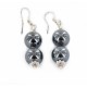 Certified Authentic .925 Sterling Silver Hooks Navajo Hook Natural Hematite Native American Earrings 18072-54