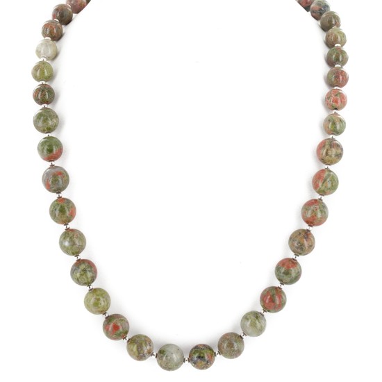 Certified Authentic .925 Sterling Silver Natural Jasper Native American Necklace 790106-103