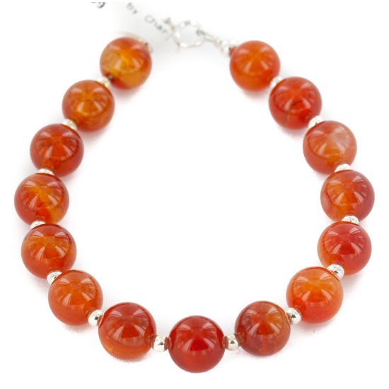 Certified Authentic .925 Sterling Silver Navajo Natural Carnelian Native American Bracelet 12742-201