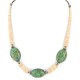 Certified Authentic Navajo .925 Sterling Silver Composite Gaspeite Graduated Melon Shell Native American Necklace 790106-105