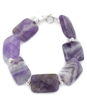 Certified Authentic Navajo .925 Sterling Silver Natural Amethyst Native American Bracelet 12742-207