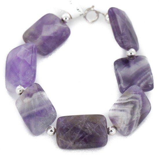 Certified Authentic Navajo .925 Sterling Silver Natural Amethyst Native American Bracelet 12742-207