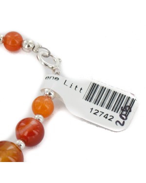 Certified Authentic Navajo .925 Sterling Silver Natural Carnelian Native American Bracelet 12742-205