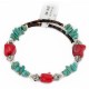 Certified Authentic Navajo Coral Natural Turquoise Heishi Adjustable Wrap Native American Bracelet 12742-75