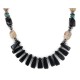 Certified Authentic Navajo .925 Sterling Silver Natural Turquoise Jasper Hematite Black Onyx Native American Necklace 16091-6
