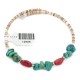 Certified Authentic Navajo Natural Turquoise Coral Heishi Adjustable Wrap Native American Bracelet 12906