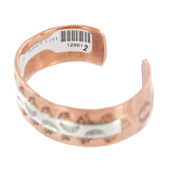 Handmade Certified Authentic Navajo .925 Sterling Silver and Pure Copper Native American Bracelet 12901-2