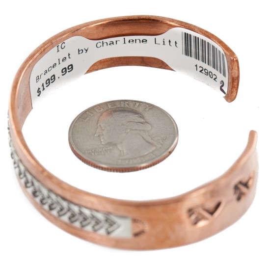 Handmade Certified Authentic Navajo .925 Sterling Silver Pure Copper Native American Bracelet 12902-2