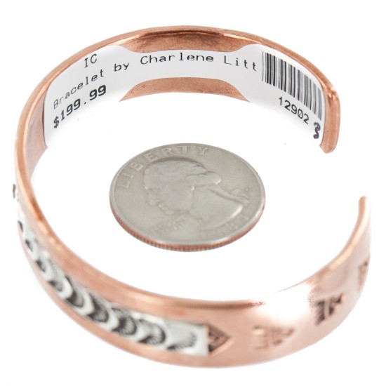 Handmade Certified Authentic Navajo Pure .925 Sterling Silver Copper Native American Bracelet 12902-3