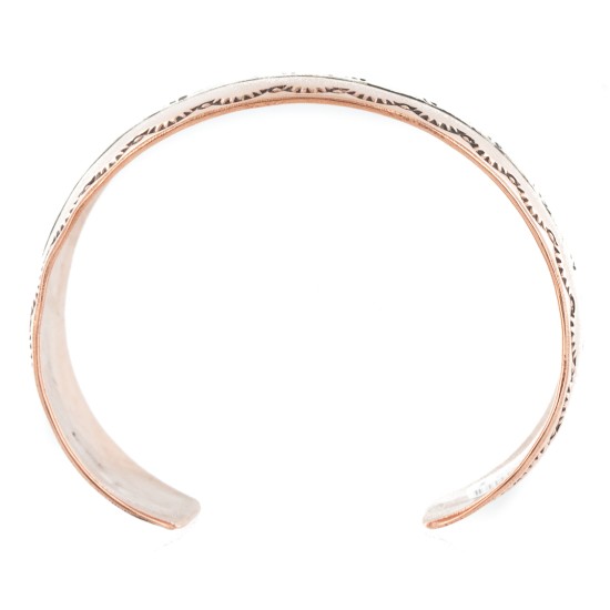 Handmade Certified Authentic Navajo Pure .925 Sterling Silver and Copper Native American Bracelet 12899-3