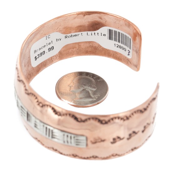 Handmade Certified Authentic Navajo Pure .925 Sterling Silver and Copper Native American Bracelet 12899-3