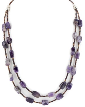2 Strand Certified Authentic Navajo .925 Sterling Silver Natural Amethyst Native American Necklace 16093