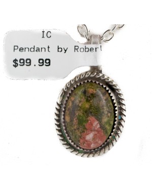 .925 Sterling Silver Handmade Certified Authentic Navajo Natural Jasper Native American Necklace 12903