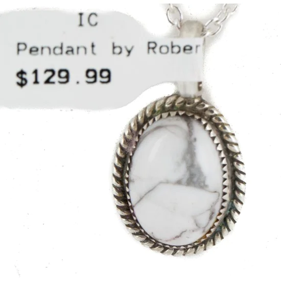 .925 Sterling Silver Handmade Navajo White Howlite Native American Necklace 12904 .925 Sterling Silver Handmade Navajo White Howlite Native American Necklace 12904