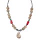 Certified Authentic Navajo .925 Sterling Silver Coral Natural Turquoise Jasper Hematite Native American Necklace 16090-6