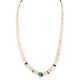 Certified Authentic Navajo .925 Sterling Silver Natural Turquoise Graduated Melon Shell Native American Necklace 14905-4