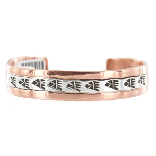 Handmade Bear Paw Certified Authentic Navajo Pure .925 Sterling Silver and Copper Native American Bracelet 12902-4
