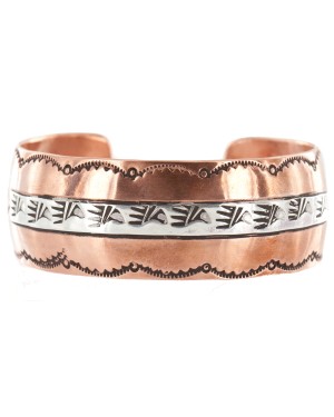 Handmade Bear Paw Certified Authentic Navajo Pure .925 Sterling Silver Copper Native American Bracelet 12899-4