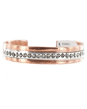 Handmade Certified Authentic Navajo .925 Sterling Silver Pure Copper Native American Bracelet 12902-1 Handmade Certified Authentic Navajo .925 Sterling Silver Pure Copper Native American Bracelet 12902-1