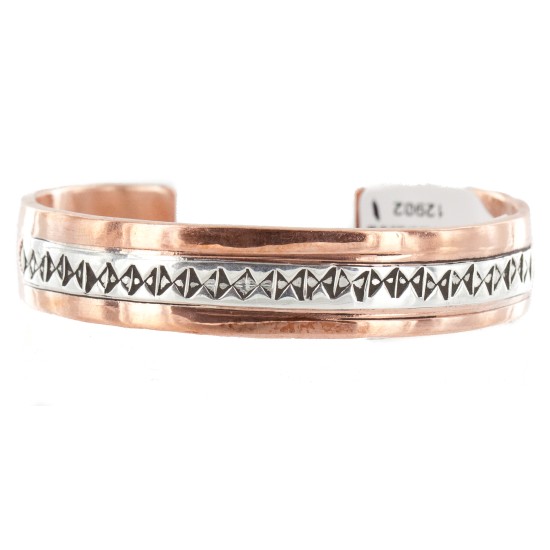 Handmade Certified Authentic Navajo .925 Sterling Silver Pure Copper Native American Bracelet 12902-1