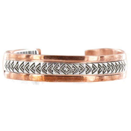 Handmade Certified Authentic Navajo .925 Sterling Silver Pure Copper Native American Bracelet 12902-2