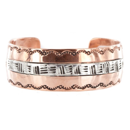Handmade Certified Authentic Navajo Pure .925 Sterling Silver and Copper Native American Bracelet 12899-3
