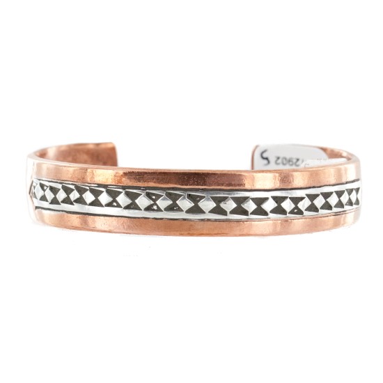 Handmade Certified Authentic Navajo Pure .925 Sterling Silver and Copper Native American Bracelet 12902-5