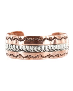 Handmade Mountain Certified Authentic Navajo .925 Sterling Silver and Pure Copper Native American Bracelet 12899-2