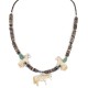 Horse Certified Authentic Navajo .925 Sterling Silver Natural Graduated Melon Shell Turquoise Bone Native American Necklace 750188-2