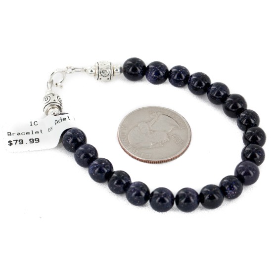 Certified Authentic Navajo .925 Sterling Silver Natural Goldstone Native American Bracelet 12866-2