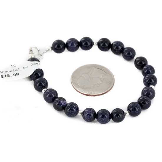 Certified Authentic Navajo .925 Sterling Silver Natural Goldstone Native American Bracelet 12866-3