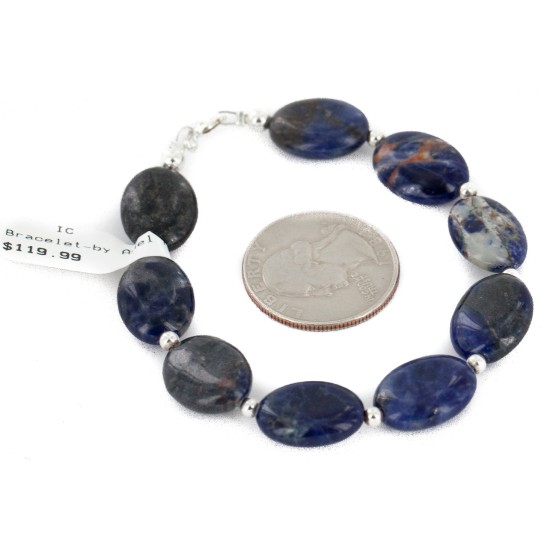Certified Authentic Navajo .925 Sterling Silver Natural Lapis Native American Bracelet 12894-1 Certified Authentic Navajo .925 Sterling Silver Natural Lapis Native American Bracelet 12894-1