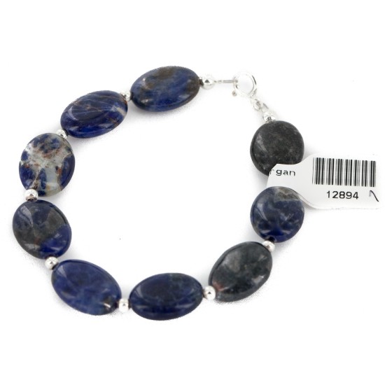Certified Authentic Navajo .925 Sterling Silver Natural Lapis Native American Bracelet 12894-1 Certified Authentic Navajo .925 Sterling Silver Natural Lapis Native American Bracelet 12894-1