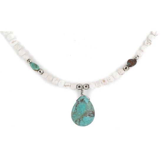 Certified Authentic Navajo .925 Sterling Silver White Howlite Native American Necklace 25232-2