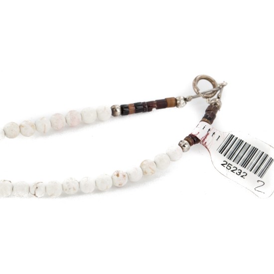 Certified Authentic Navajo .925 Sterling Silver White Howlite Native American Necklace 25232-2