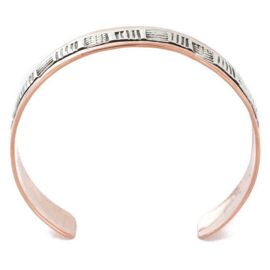 Handmade Certified Authentic Navajo Pure .925 Sterling Silver and Copper Native American Bracelet 12703-4