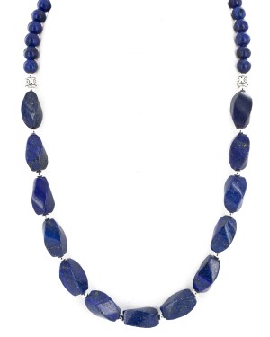 Certified Authentic .925 Sterling Silver Navajo Natural Lapis Lazuli Native American Necklace 25286-4